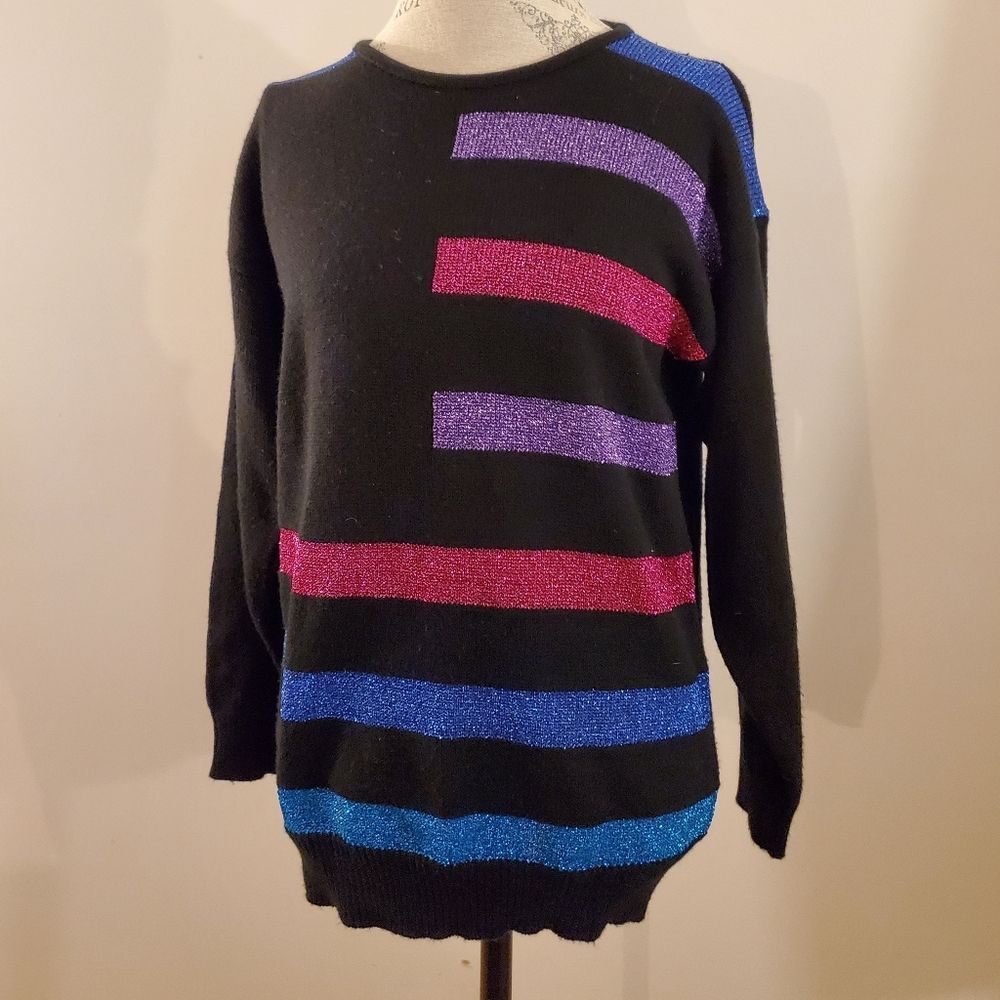 Black with glitter striped sweater